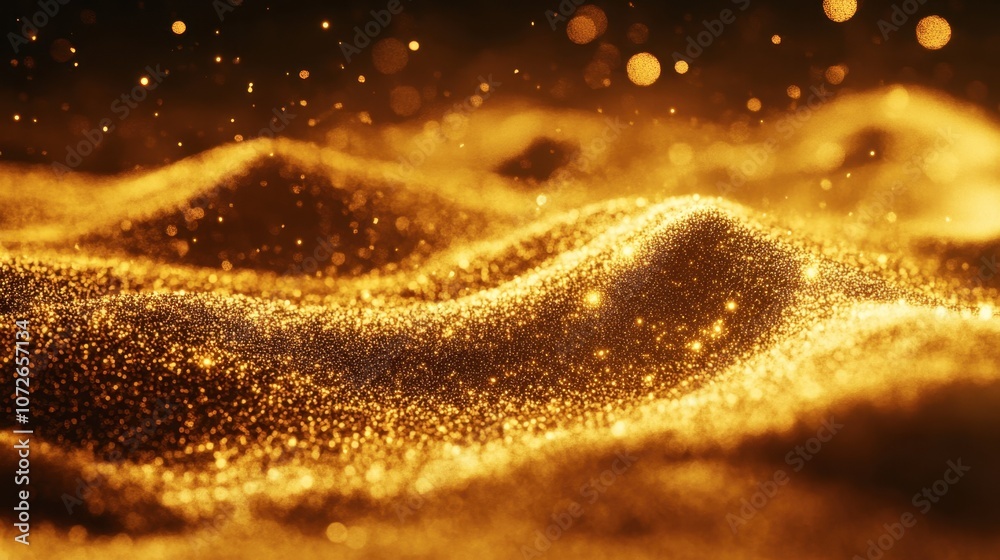 Shimmering Golden Waves of Glittering Particles Shimmering Golden Waves of Glittering Particles