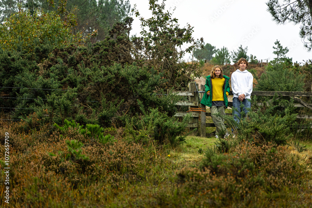 Family hiking in Dorset in autumn Family hiking in Dorset in autumn