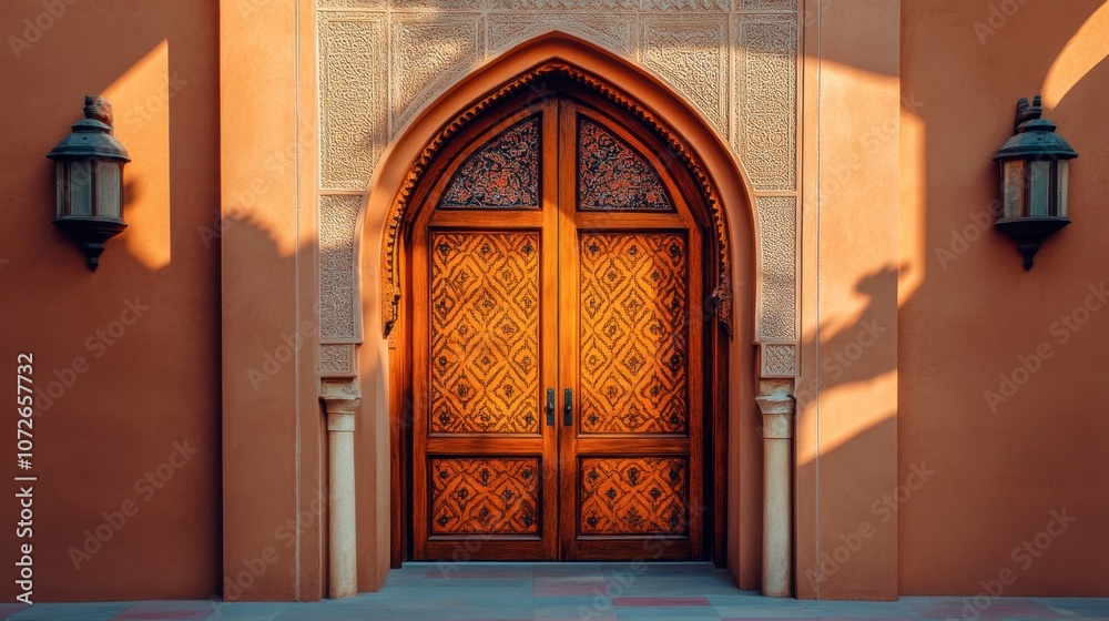 Ornate Wooden Doorway with Intricate Design Ornate Wooden Doorway with Intricate Design