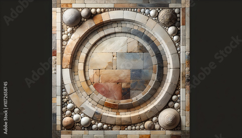 Distressed Stone Wall Flat Lay with Natural Color Variations