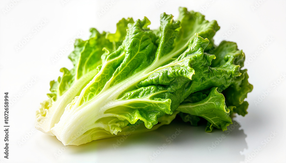 Fresh green lettuce leaves on white background Fresh green lettuce leaves on white background