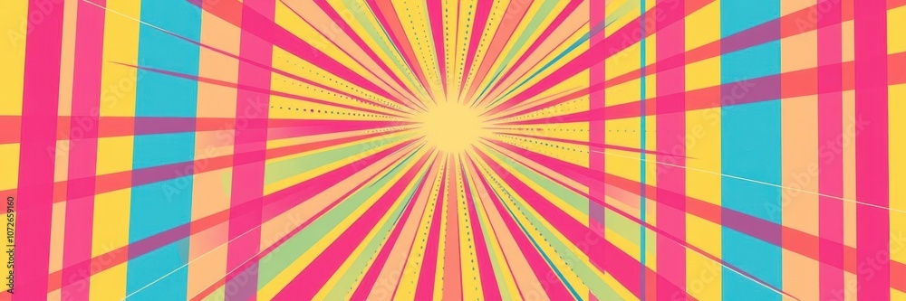 Colorful comic book style pop art strips arranged in a radial pattern on a vibrant backdrop, comic, radial Colorful comic book style pop art strips arranged in a radial pattern on a vibrant backdrop, comic, radial