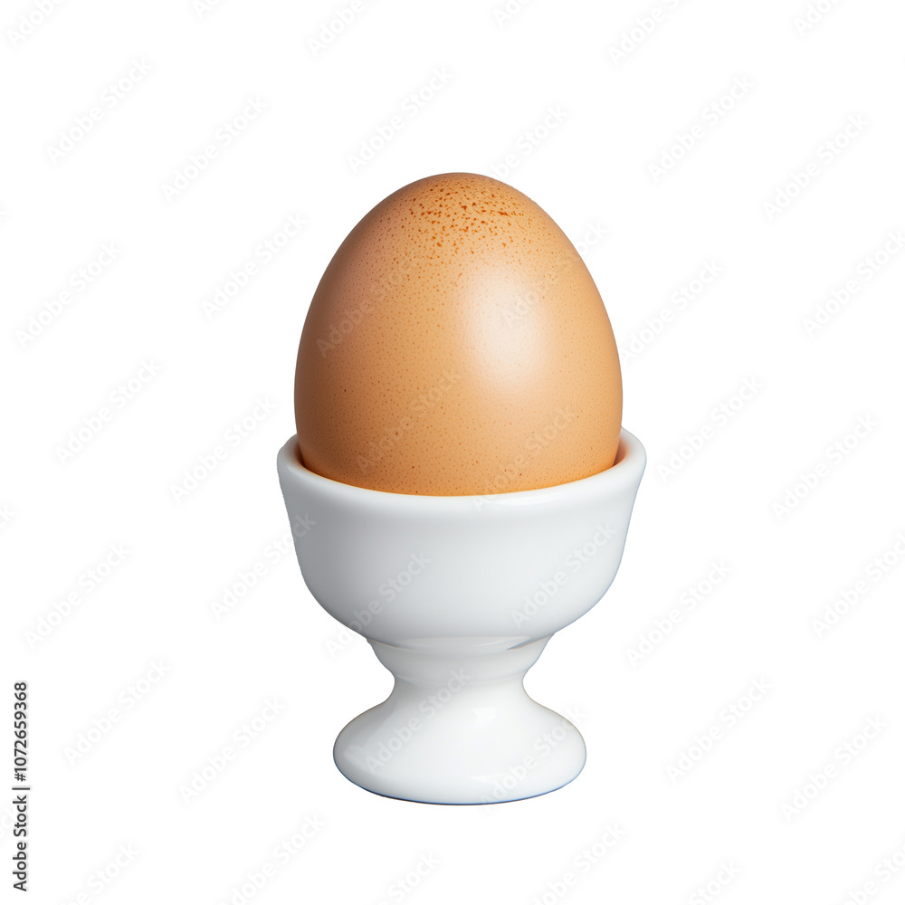 Single boiled egg in egg cup on transparent background Single boiled egg in egg cup on transparent background