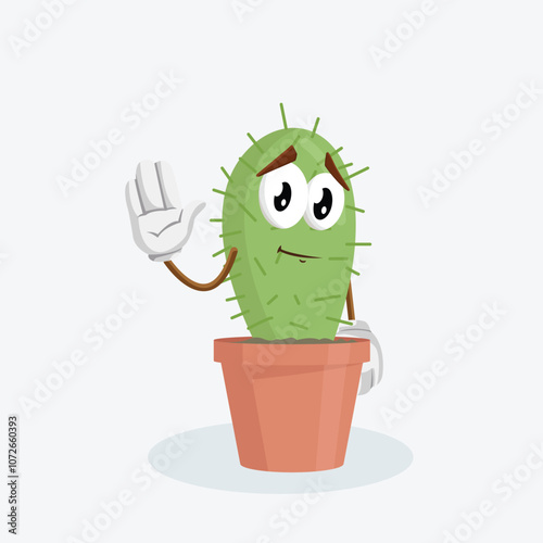 cactus Logo mascot goodbye pose