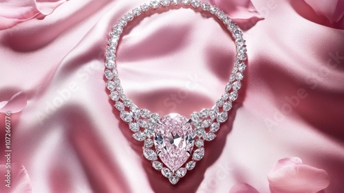 Elegant Heart-Shaped Pink Necklace on Soft Fabric