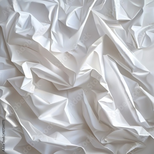 The folds and creases of crumpled white paper are clearly visible in this close-up.