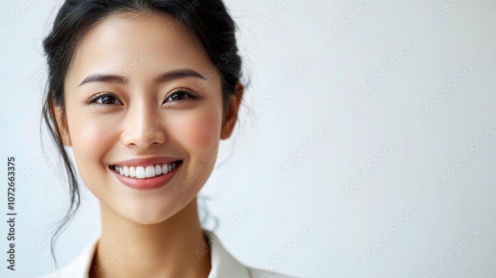 Professional Portrait of a Smiling Vietnamese Businesswoman Captured in Close-Up, Showcasing Confidence and Approachability Against a Neutral Background Professional Portrait of a Smiling Vietnamese Businesswoman Captured in Close-Up, Showcasing Confidence and Approachability Against a Neutral Background