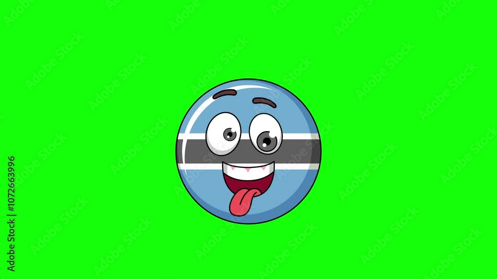 Funny face animation of botswana cartoon, mascot on a greenscreen Funny face animation of botswana cartoon, mascot on a greenscreen