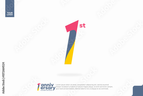 Number 1 logo icon design, 1st birthday logo number, anniversary 1
