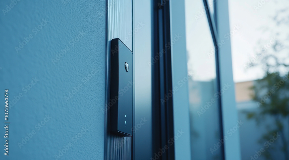 sleek dark silver door camera mounted on minimalist wall, enhancing security and modern aesthetics. This stylish device blends seamlessly with contemporary architecture sleek dark silver door camera mounted on minimalist wall, enhancing security and modern aesthetics. This stylish device blends seamlessly with contemporary architecture