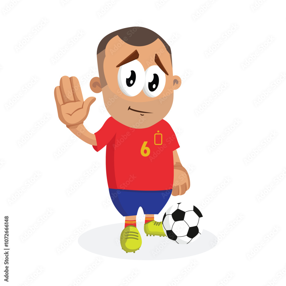 Character red man football Logo mascot goodbye pose Character red man football Logo mascot goodbye pose