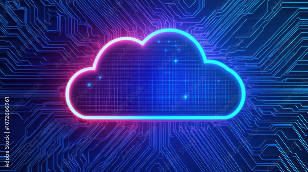 vibrant cloud symbol representing cloud computing technology, set against backdrop of intricate circuit patterns. This captures essence of modern digital connectivity and innovation vibrant cloud symbol representing cloud computing technology, set against backdrop of intricate circuit patterns. This captures essence of modern digital connectivity and innovation
