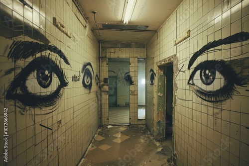 Haunting gaze in abandoned asylum photo