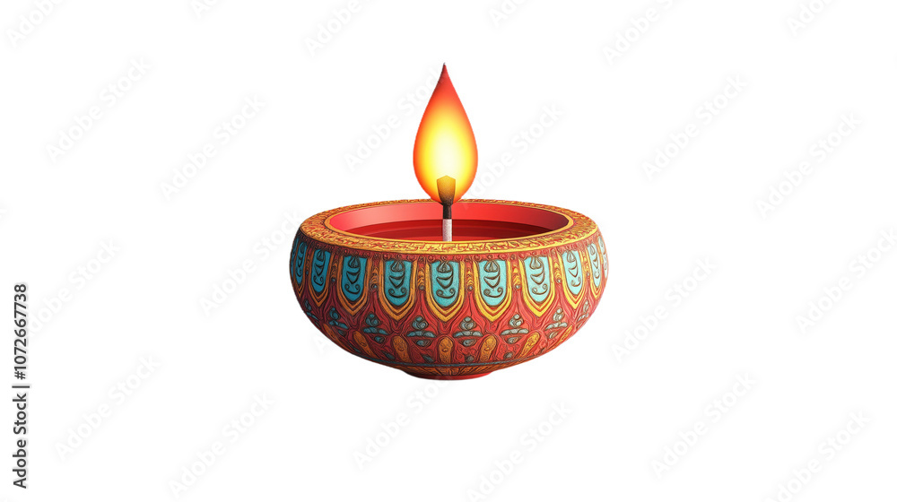 Diwali lamp with burning flame. Traditional Indian candle isolated. Decorated diya with intricate patterns. Festival of Lights symbol. Design element for holiday celebrations. Transparent background. Diwali lamp with burning flame. Traditional Indian candle isolated. Decorated diya with intricate patterns. Festival of Lights symbol. Design element for holiday celebrations. Transparent background.