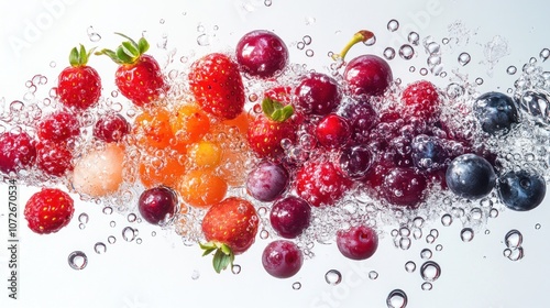 Vibrant Berries Splashing in Water