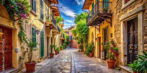 Fototapeta Naklejka Na Ścianę i Meble -  Exploring a historic alleyway in Nafplio, Greece, Nafplio, Greece, alleyway, historic