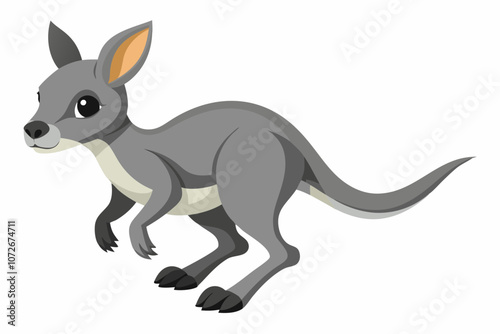  Baby kangaroo isolated on white background vector art illustration 