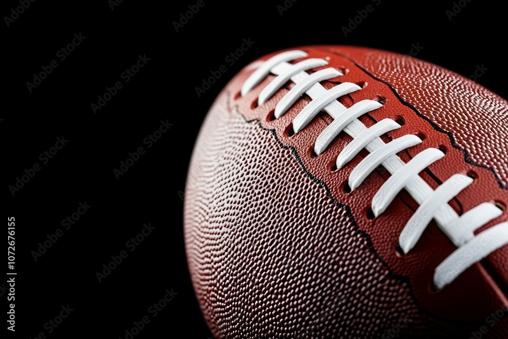 A football with white laces and a black background A football with white laces and a black background