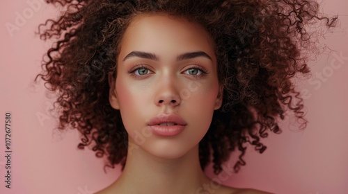 Close-up portrait of a woman with curly hair