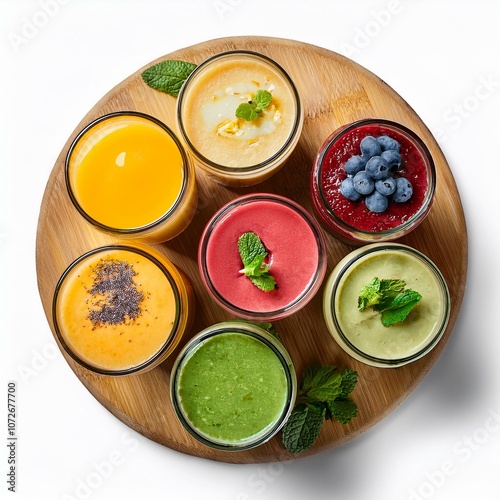 Assortment of Smoothies in Different Colors, Isolated for a Refreshing Look 