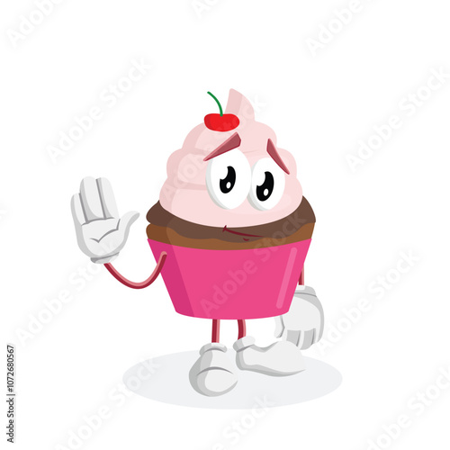 Cupcake Logo mascot goodbye pose