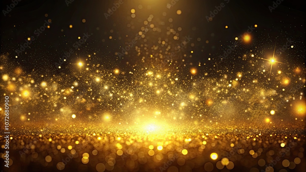 Naklejka premium Gold dust sparkle particle cloud abstract background , Gold, dust, sparkle, particle, cloud, abstract, background, shiny