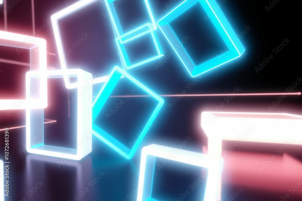 Futuristic Abstract Background with Neon Blue Geometric Shapes.generative AI
Futuristic Abstract Background with Neon Blue Geometric Shapes.generative AI