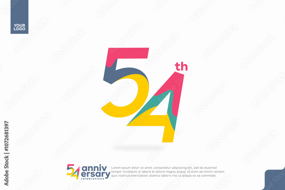 Number 54 logo icon design, 54th birthday logo number, anniversary 54 Number 54 logo icon design, 54th birthday logo number, anniversary 54
