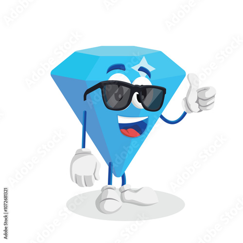 Diamond logo mascot thumb pose