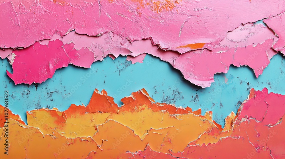 Vibrant Abstract Background with Layered Paint Texture in Pink, Blue, and Orange Shades for Artistic and Creative Projects Vibrant Abstract Background with Layered Paint Texture in Pink, Blue, and Orange Shades for Artistic and Creative Projects