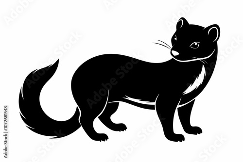 American marten and svg file,pine marten silhouette vector illustration,Weasel silhouette vector illustration on white background.