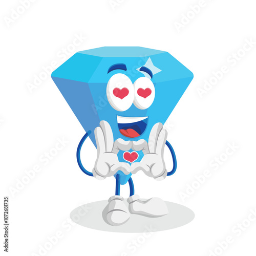 Diamond Logo mascot in love pose