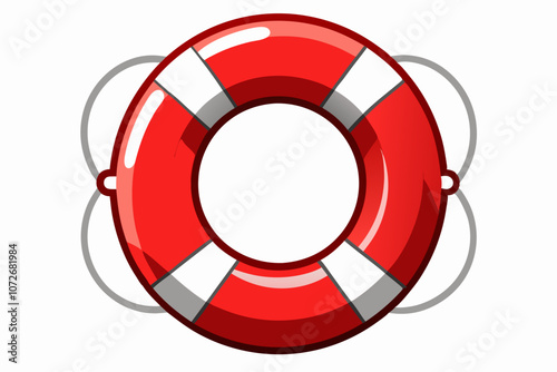 An orange lifebuoy ring isolated on a white background vector illustration