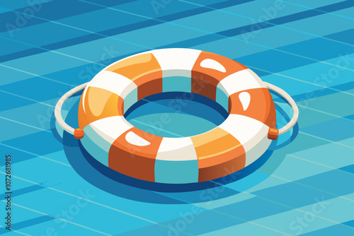An orange lifebuoy ring isolated on a white background vector illustration