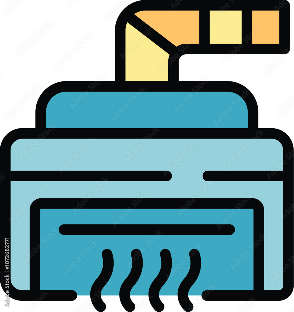 Kitchen exhaust hood extracting hot air while cooking food, filled outline icon Kitchen exhaust hood extracting hot air while cooking food, filled outline icon