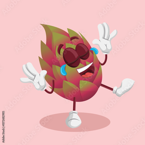 dragon fruit Logo mascot happy pose