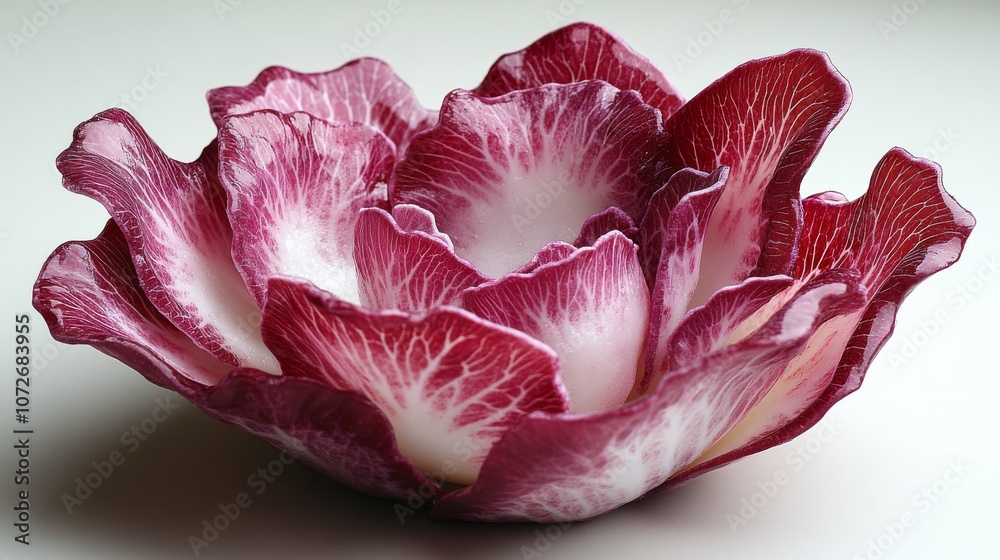 Beautifully Arranged Red Cabbage With Intricate Leaf Patterns on a Soft Background Ideal for Culinary, Gardening, and Natural Beauty Themes