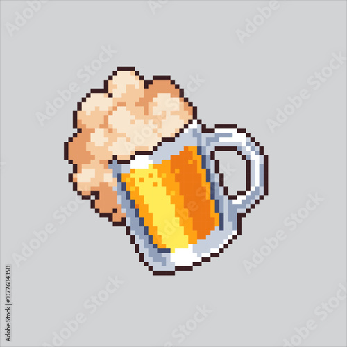 Pixel art illustration Beer Drink. Pixelated Mug of Beer. Large Mug of Beer Drink Icon pixelated for the pixel art game and icon for website and video game. old school retro.