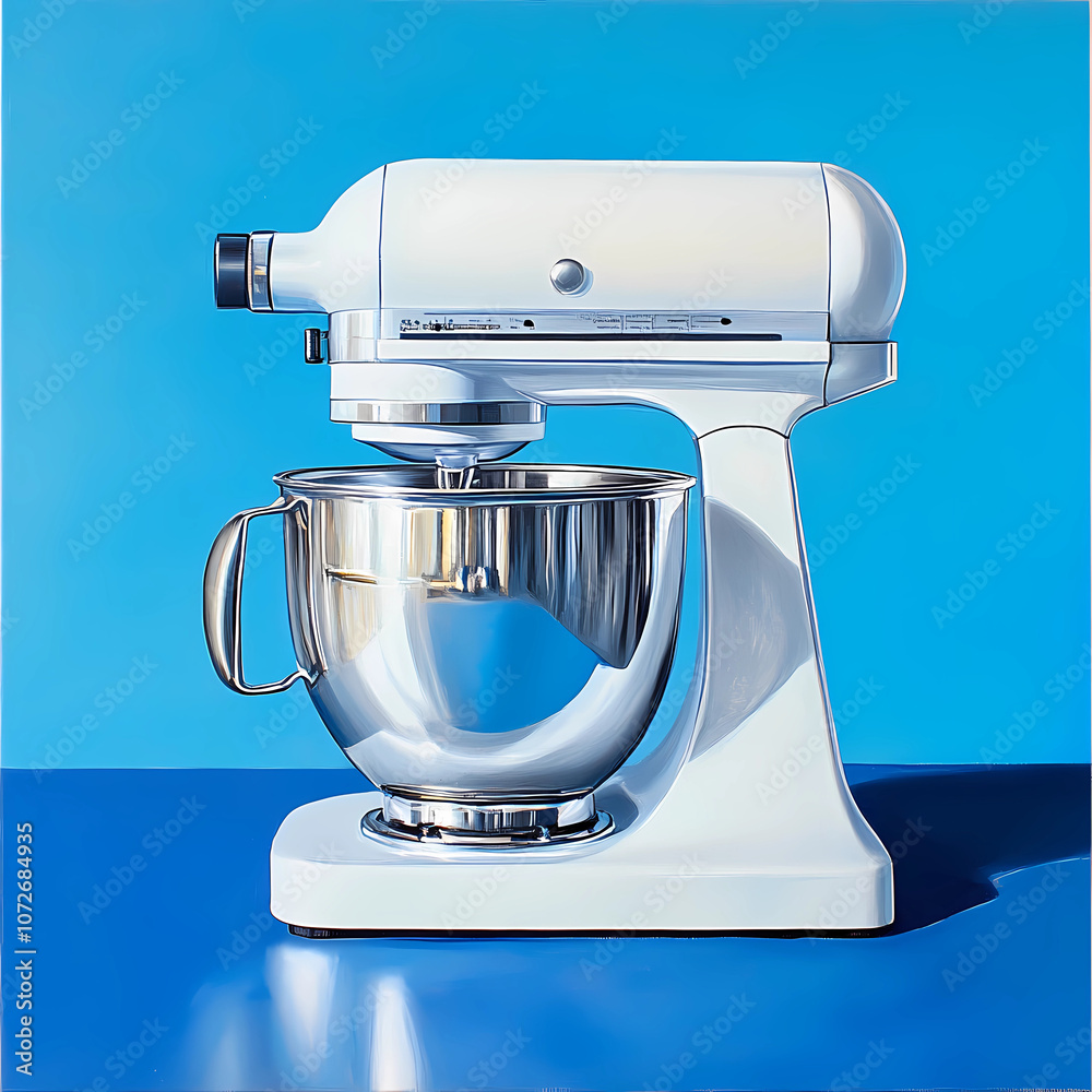 Stand Mixer with Blue Background for Modern Kitchen Appliance and Baking Lover’s Delight