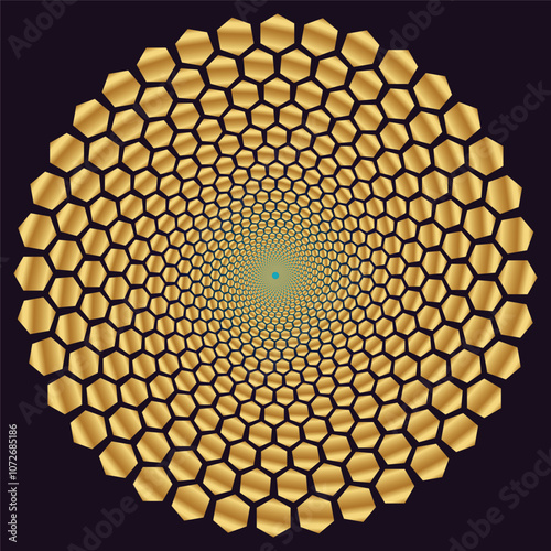 Abstract spiral dotted spinning  vortex style flower background 