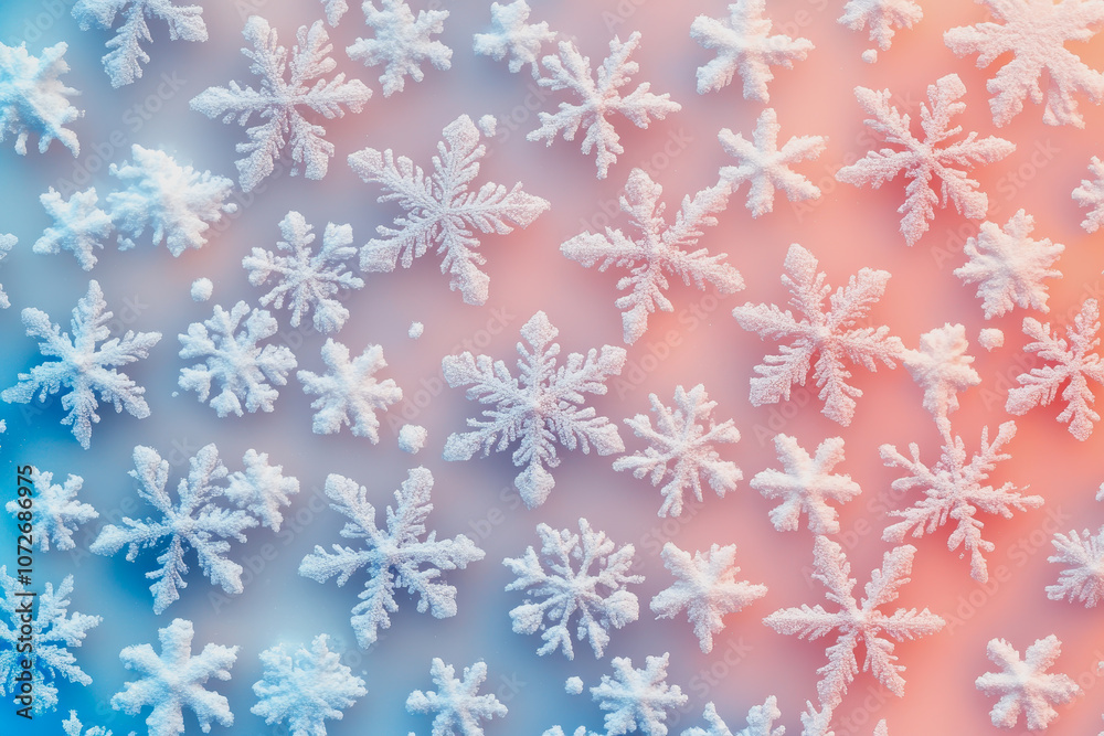 Beautiful Frosted Snowflakes on a Colorful Background Capturing the Magic of Winter and the Delicate Patterns of Nature's Frozen Artistry Beautiful Frosted Snowflakes on a Colorful Background Capturing the Magic of Winter and the Delicate Patterns of Nature's Frozen Artistry