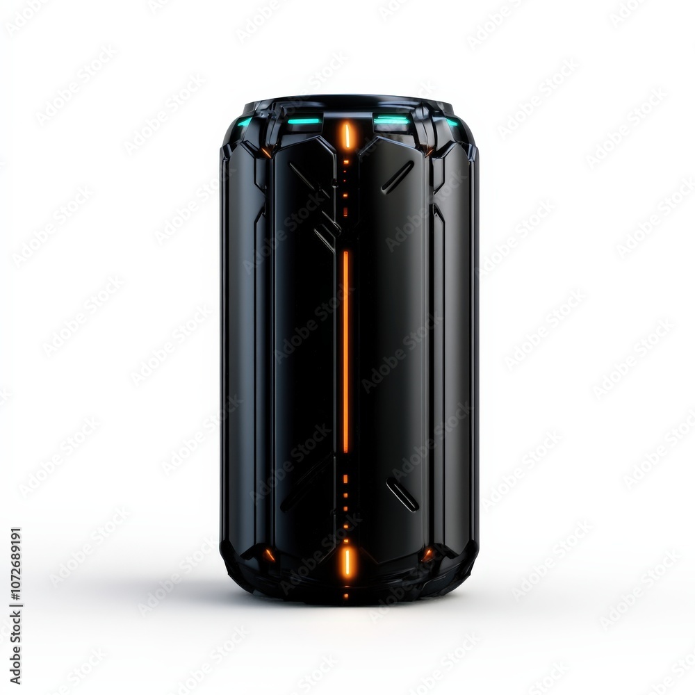 Futuristic black beverage can on a white isolated background. Futuristic black beverage can on a white isolated background.