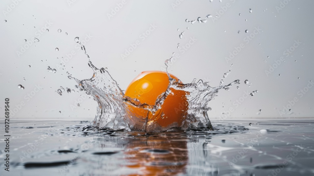 Orange dropped in water creating dynamic splash Orange dropped in water creating dynamic splash