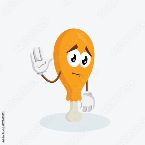 Fried Chicken Logo mascot goodbye pose