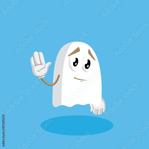 Ghost Logo mascot goodbye pose