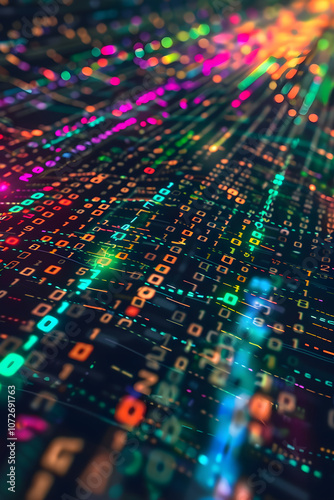 Abstract Representation of MD5 Hash Algorithm and Data Encryption - A Dark Thematic Concept