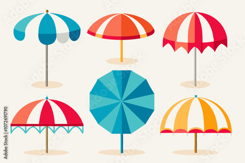 Set of beach umbrella design vector art illustration photo