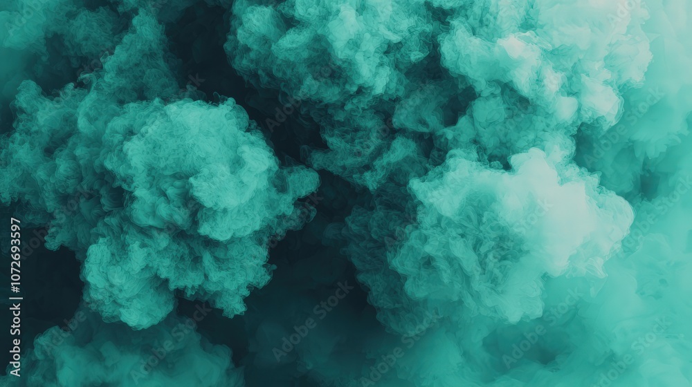 Obraz premium Abstract Green Smoke Clouds Minimalist Background Design