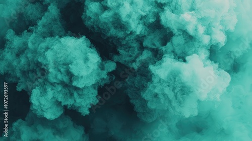 Abstract Green Smoke Clouds Minimalist Background Design