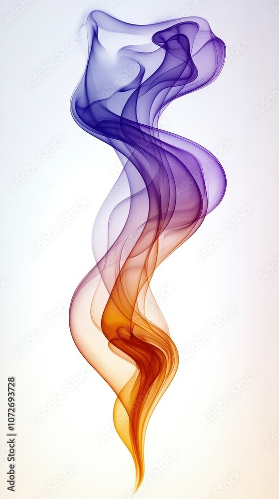 Obraz premium A long, curvy line of purple and orange smoke. The colors are vibrant and the line is long, stretching across the entire image. The smoke seems to be flowing and twisting, creating a sense of movement